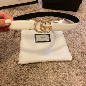 Pearl and gold white GG belt